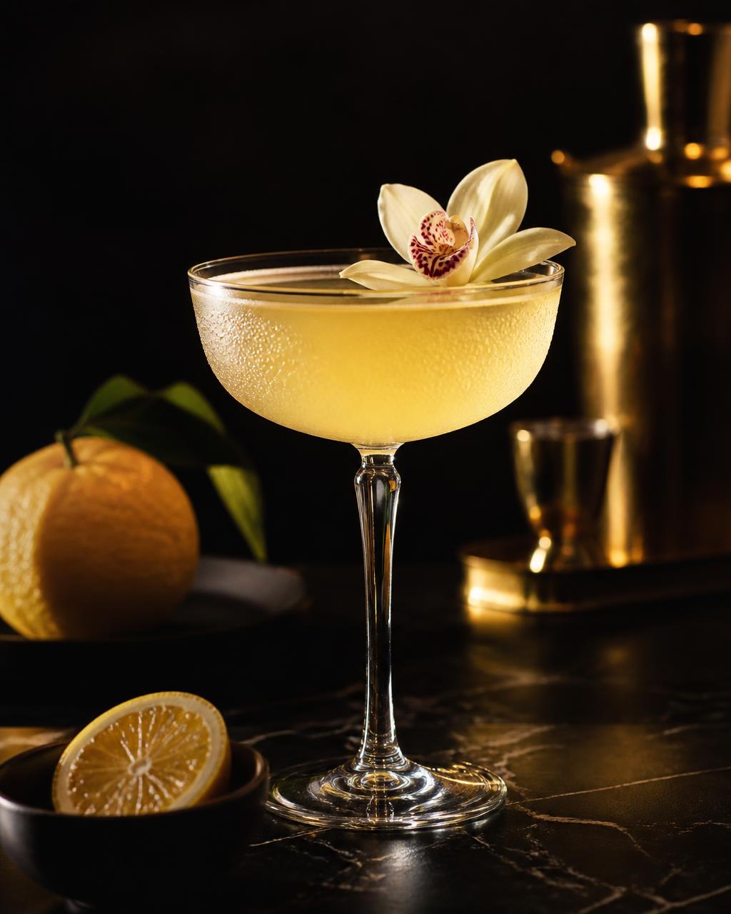 Orchid Bloom cocktail served at AMBER
